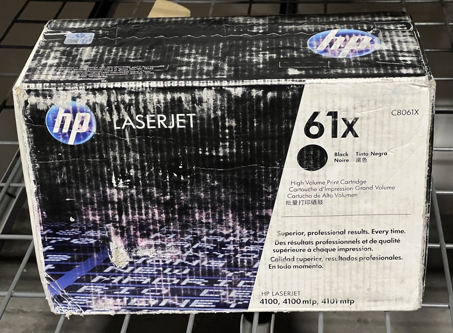 HP 61X (C8061X) Black Toner Cartridge-Worn Box/Open Box