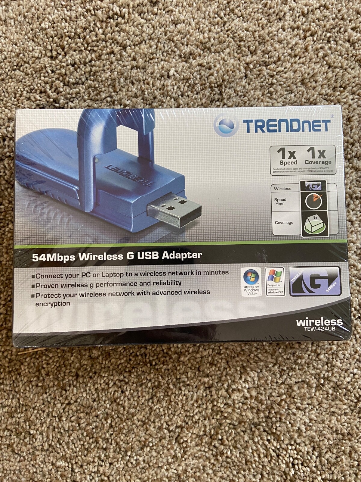 NEW IN PLASTIC - TRENDnet Blue 54Mbps Wireless G USB Adapter 