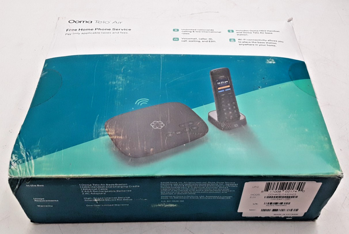 Ooma Telo Air | OOMATELOAIR2HD3 | Wireless VoIP | Ethernet For 1 Phone Line