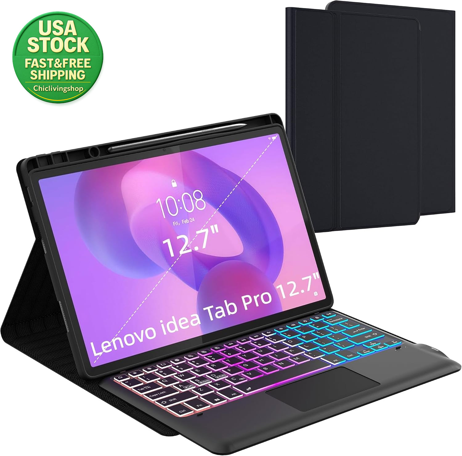 Keyboard Case with Trackpad Backlit for Lenovo Idea Tab Pro 12-7 Inch 2025