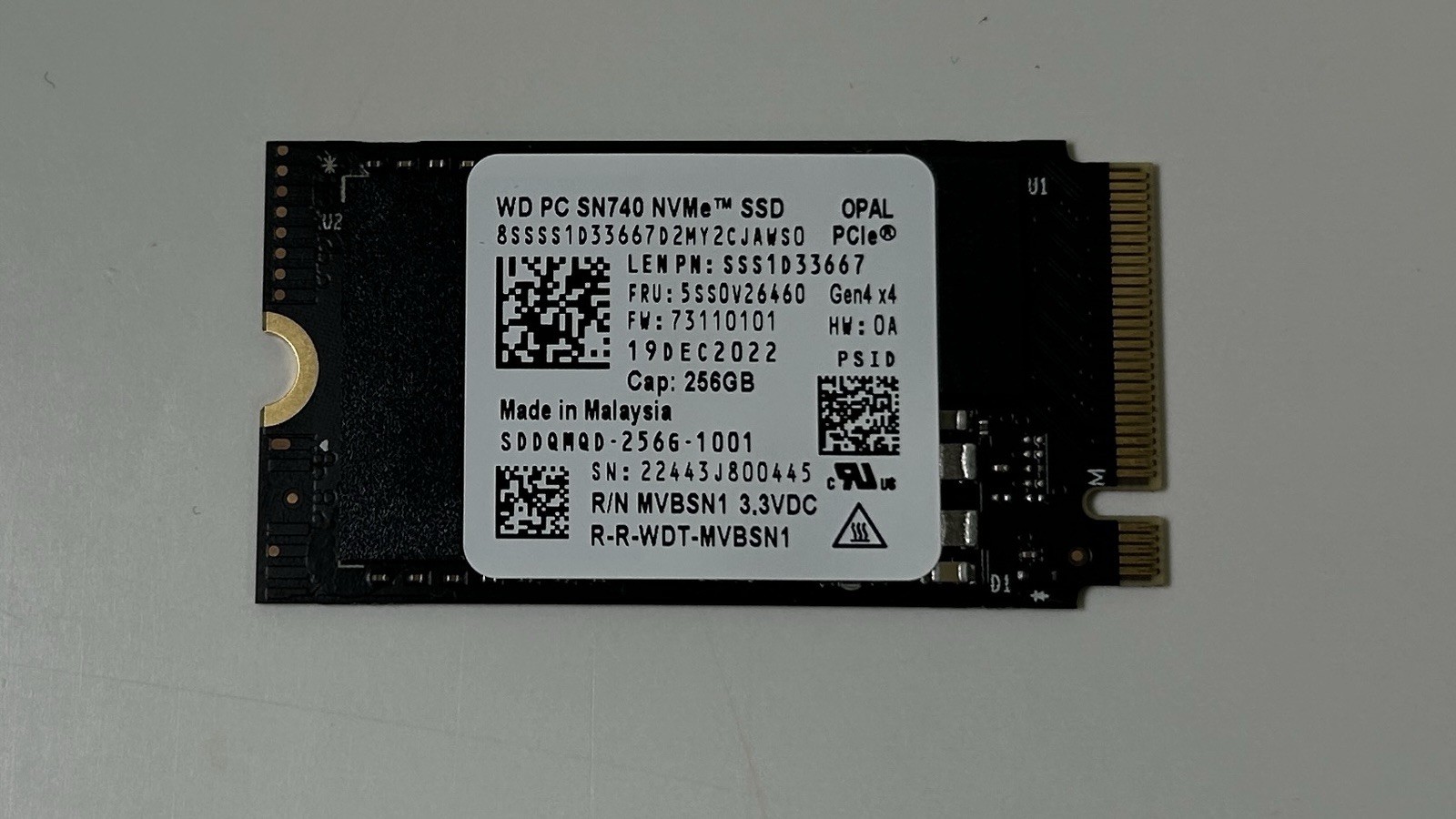 Western Digital WD SN740 256GB M.2 2230 30mm NVMe PCIe 4.0 Gen 4 SSD