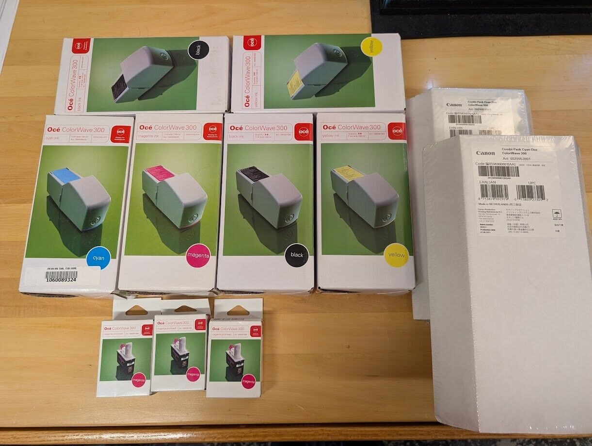 Canon Oce Colorwave 300 Printhead and Ink Lot (5 Printheads/7 Ink Cartridges)