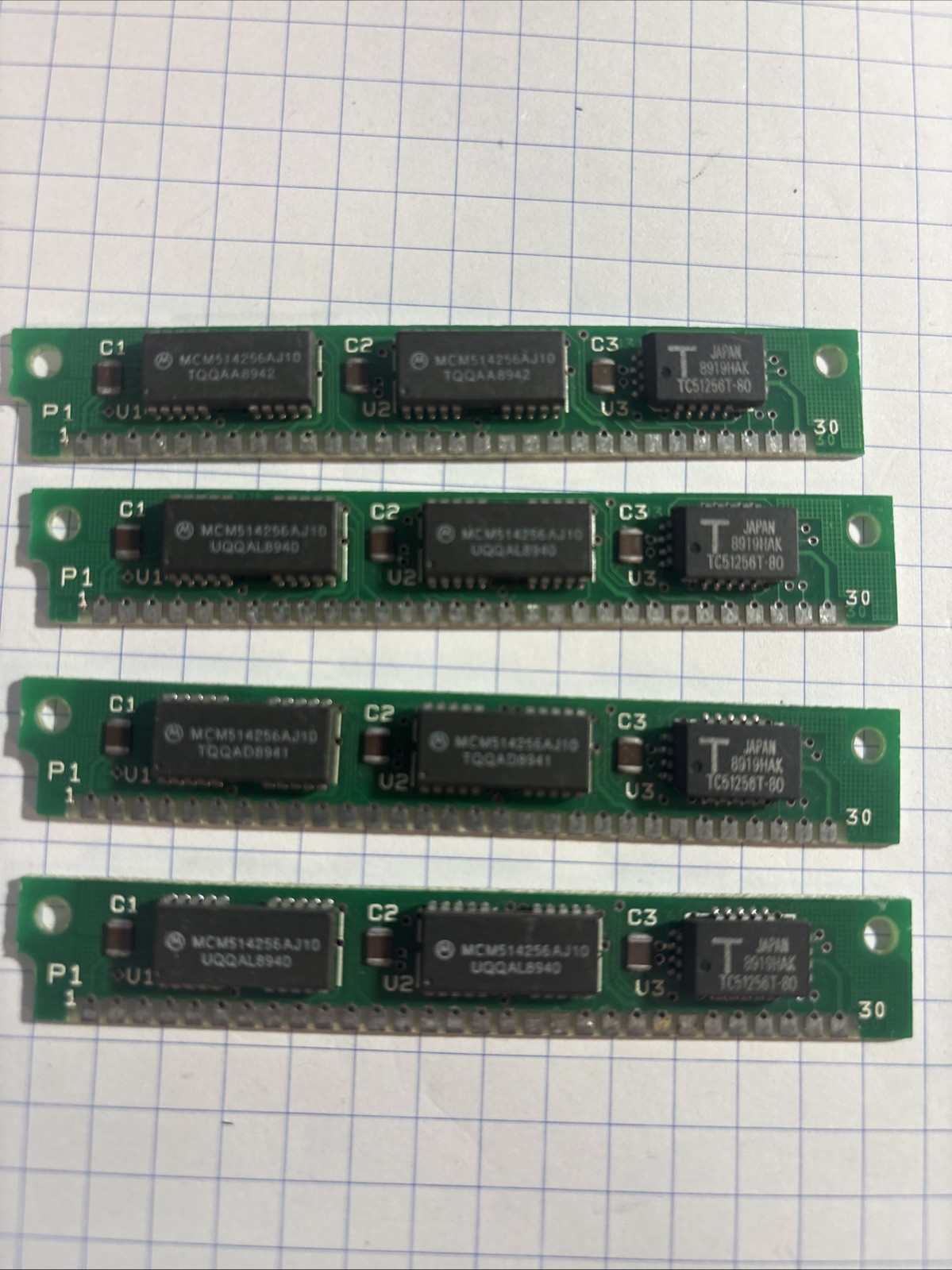 1MB Kit (4x 256KB) 30-Pin SIMM RAM 100ns Parity 256Kx9 Vintage 286 386 PC Memory