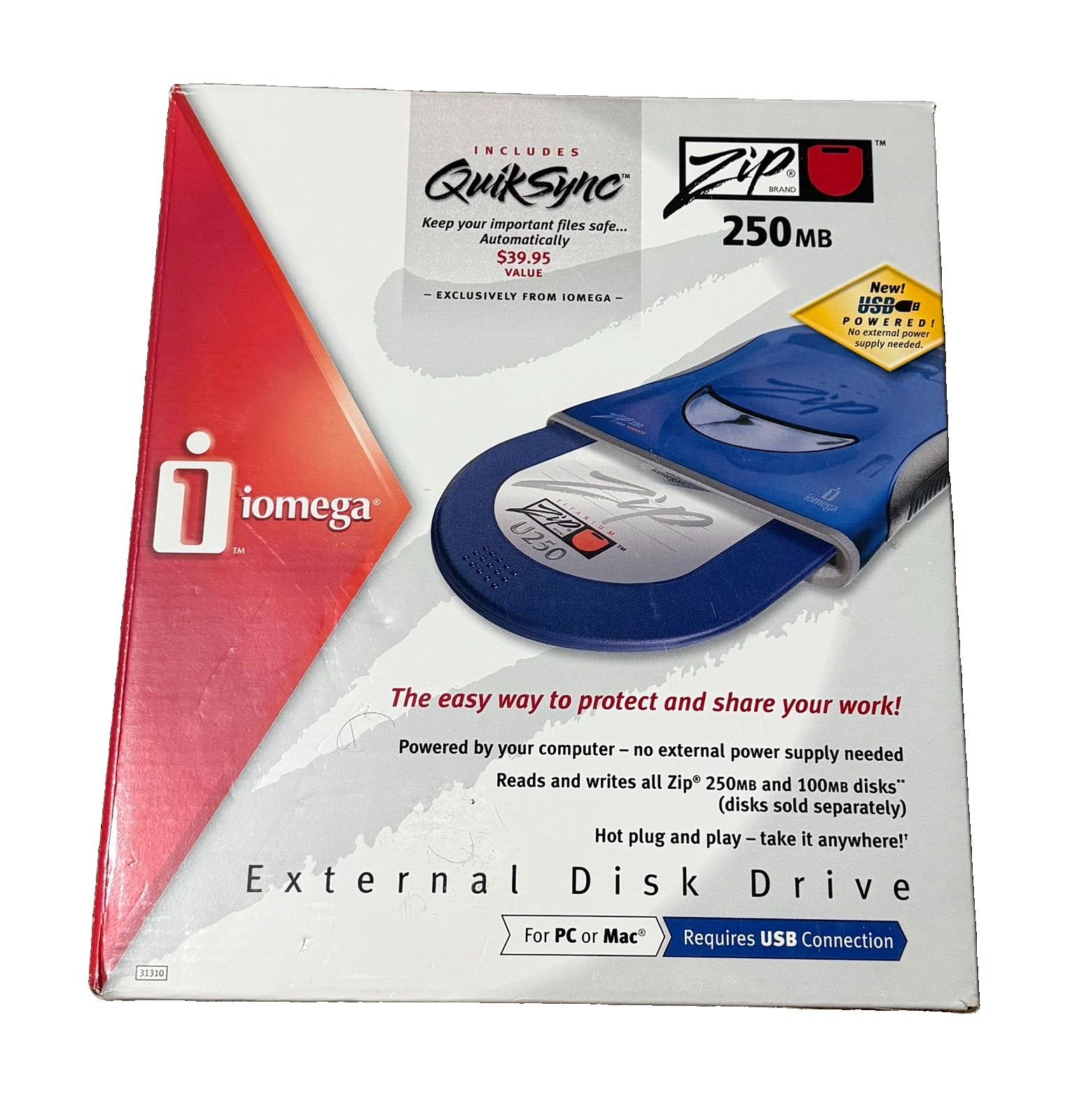 Iomega Zip 250MB External Disk Drive Untested With Cosmetic Damage 