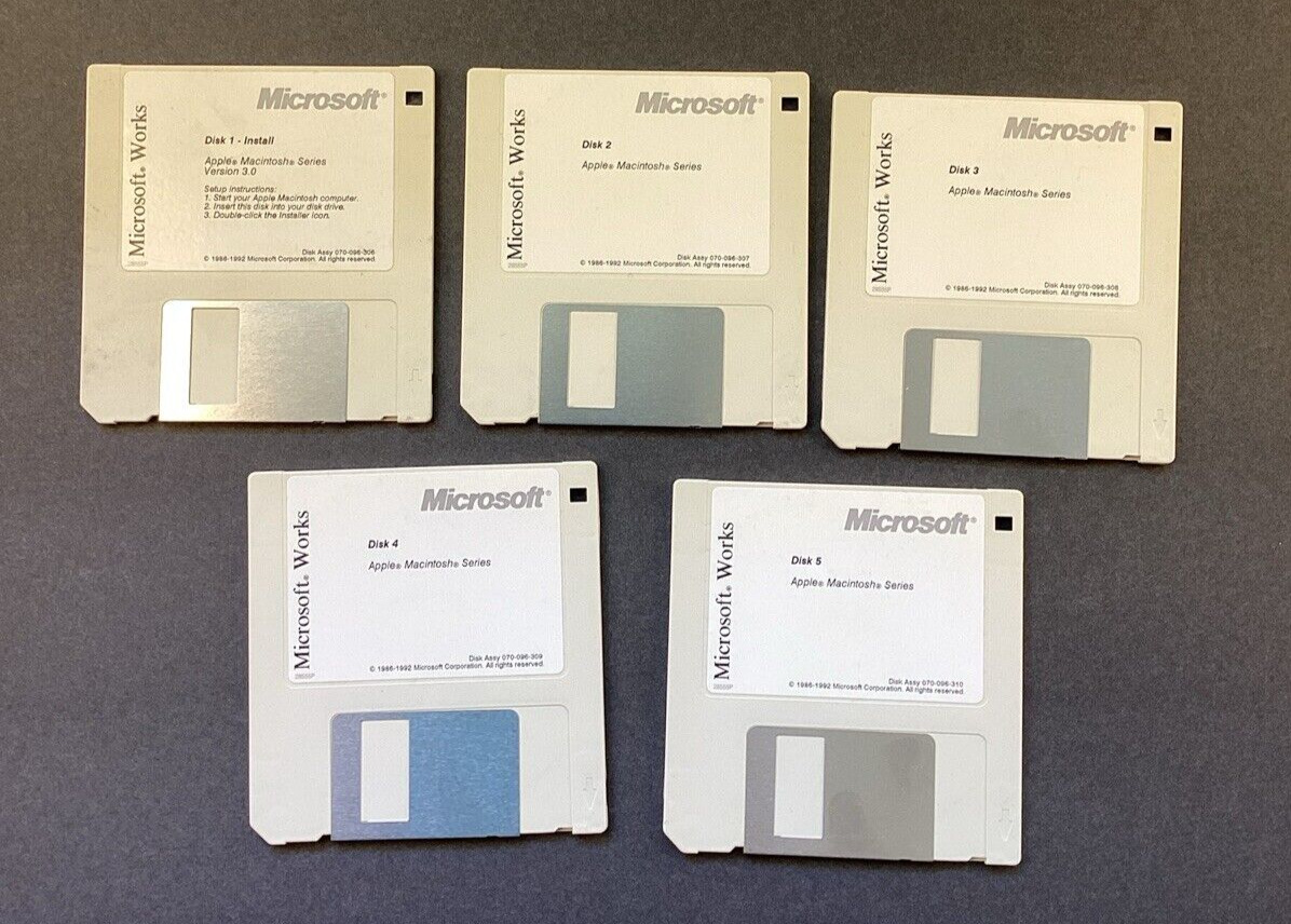 Vtg 1992 Microsoft Works 3.0 Macintosh Computer Software 3.5