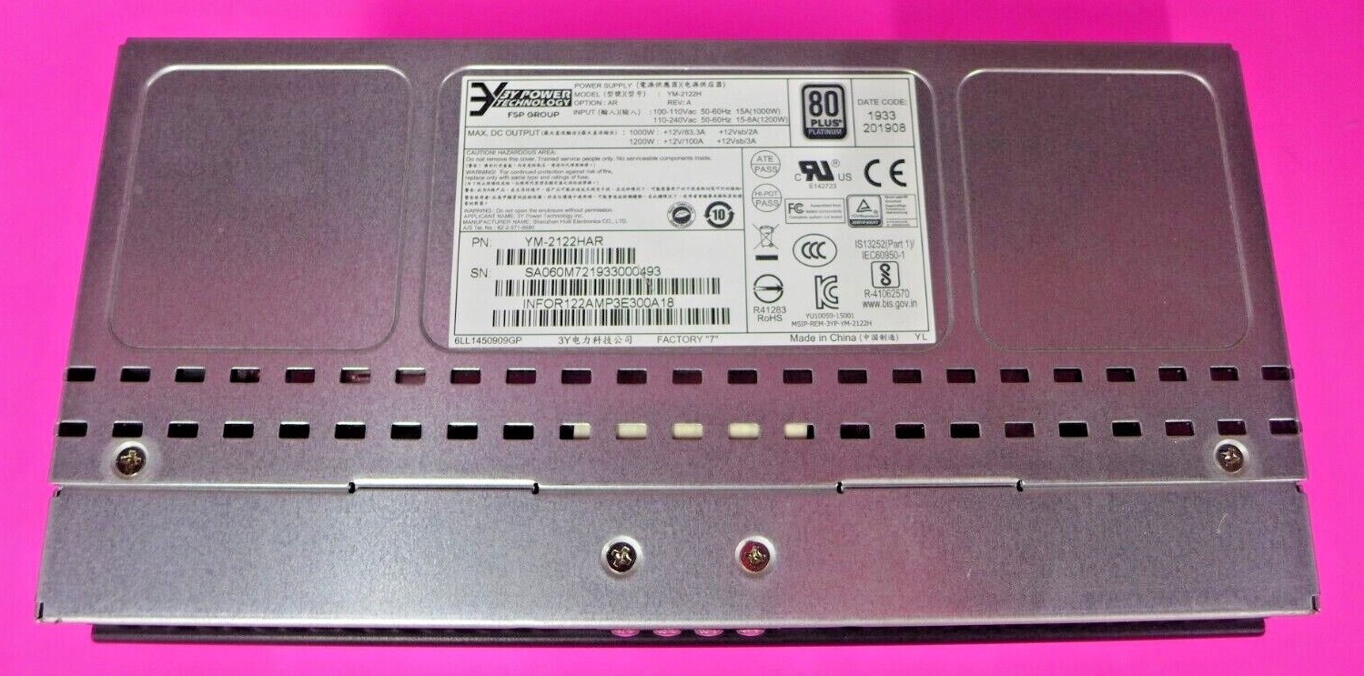 New FSP 3Y Power Technology 1200W Power Supply YM-2122H