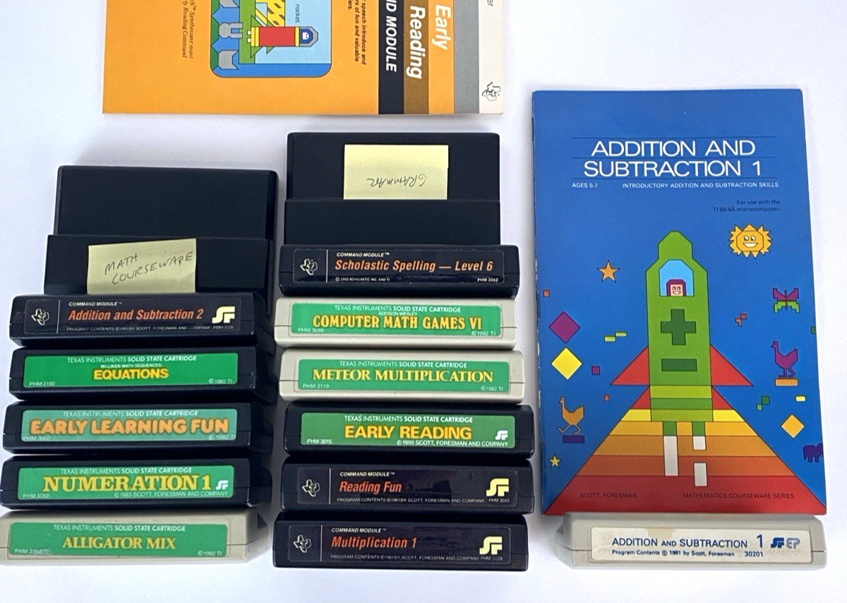 TI-99/4A TI99 Scott Foresman Education 14 Cartridges Lot Vintage Computer Games