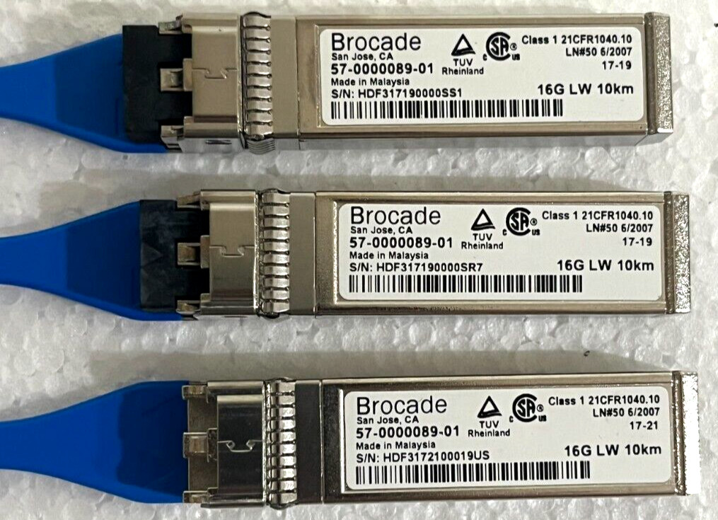 Lot of 4 x Brocade 16Gbps LW SFP Fiber Transceivers 57-0000089-01 16Gb LW SFP