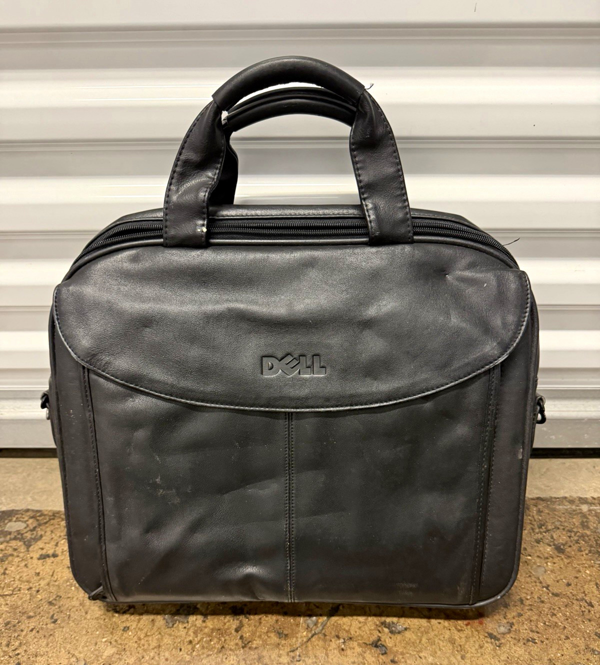 Dell Universal 15” Laptop Briefcase, Genuine Leather Solid Black Padded