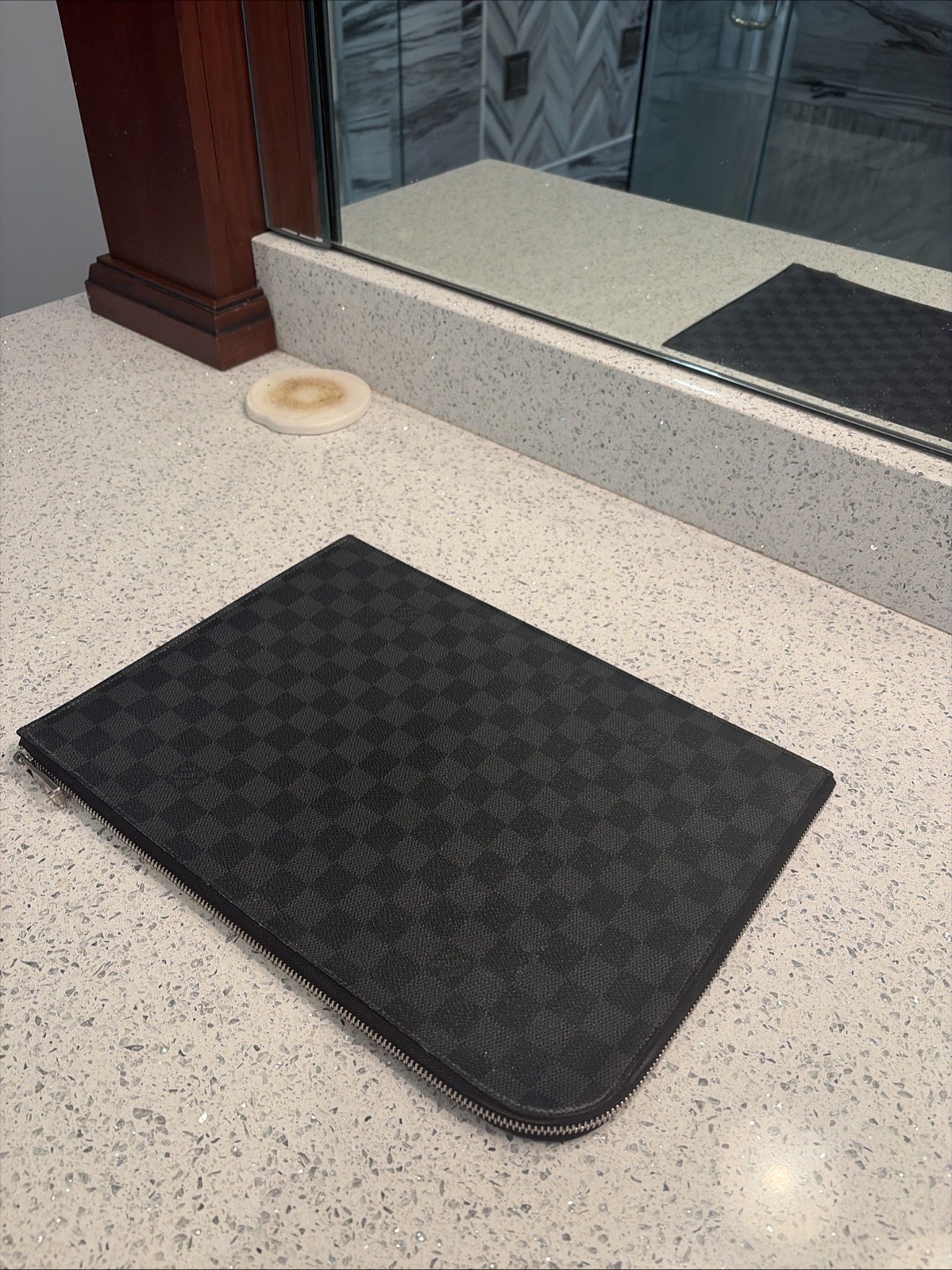 Louis Vuitton Black Daimer 13 Inch Laptop Sleeve Cover Made In France Authentic