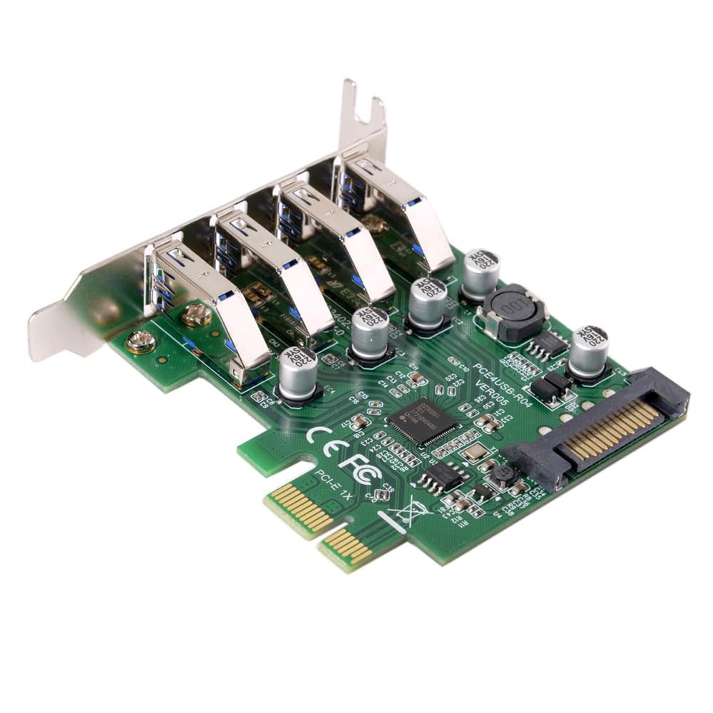 NFHK Low Profile 4 Ports PCI-E to USB 3.0 HUB PCI Express Expansion Card...