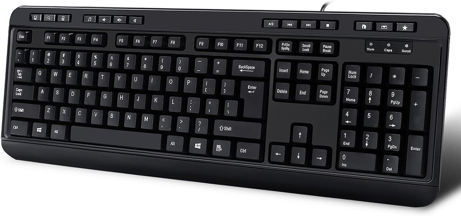 AKB-132HB Multimedia USB Keyboard with 3 Hubs, Black