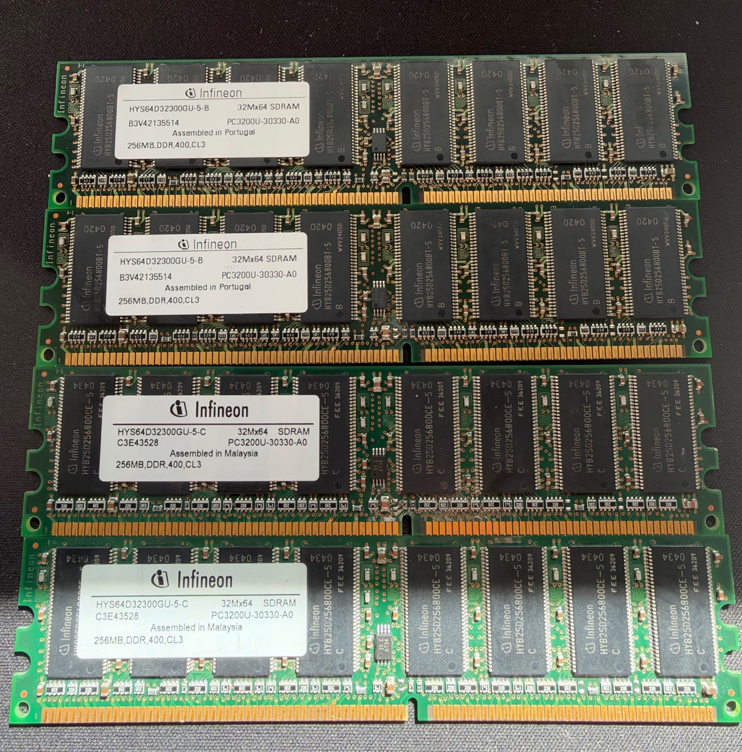 nfineon MEMORY, HYS64D32300GU-5-C 32Mx64 SDRAM 256MB, DDR, 400