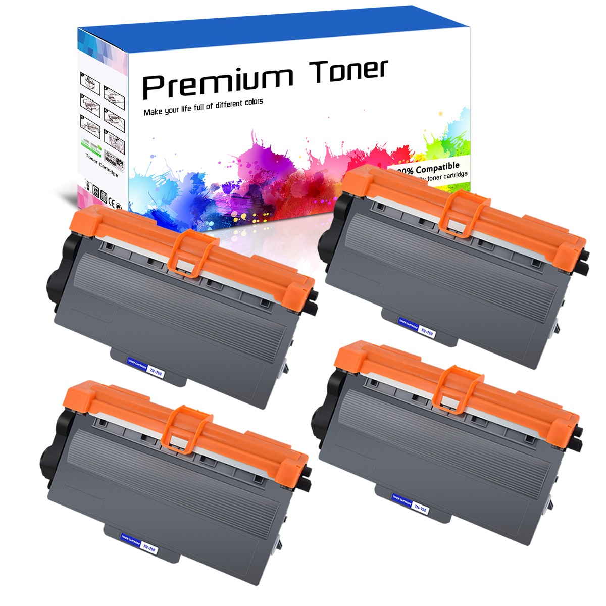 4PK High Yield TN750 Toner for Brother TN-750 HL-5450DN MFC-8950DWT DCP-8155DN