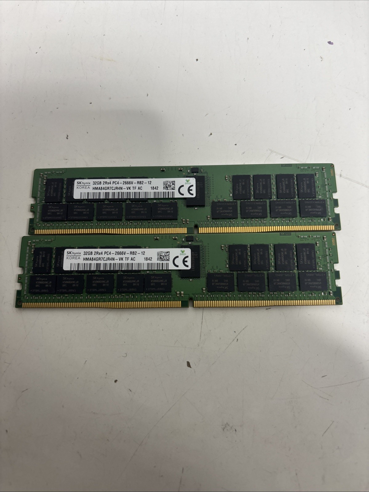 Set of 2 - 32gb SK Hynix DDR4 2666V ECC RDIMM HMA84GR7CJR4N-VK (64GB total) 