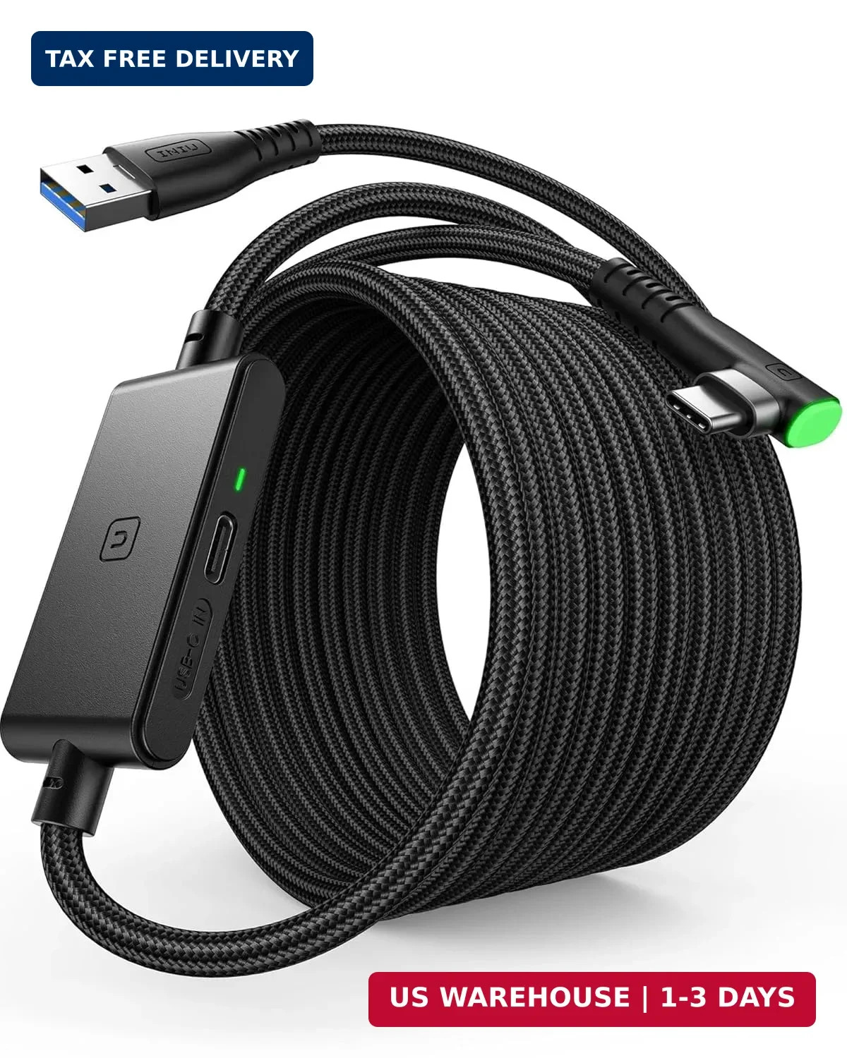INIU VR Link Cable with Separate Charging Port, 16FT High Speed Data Transfer &