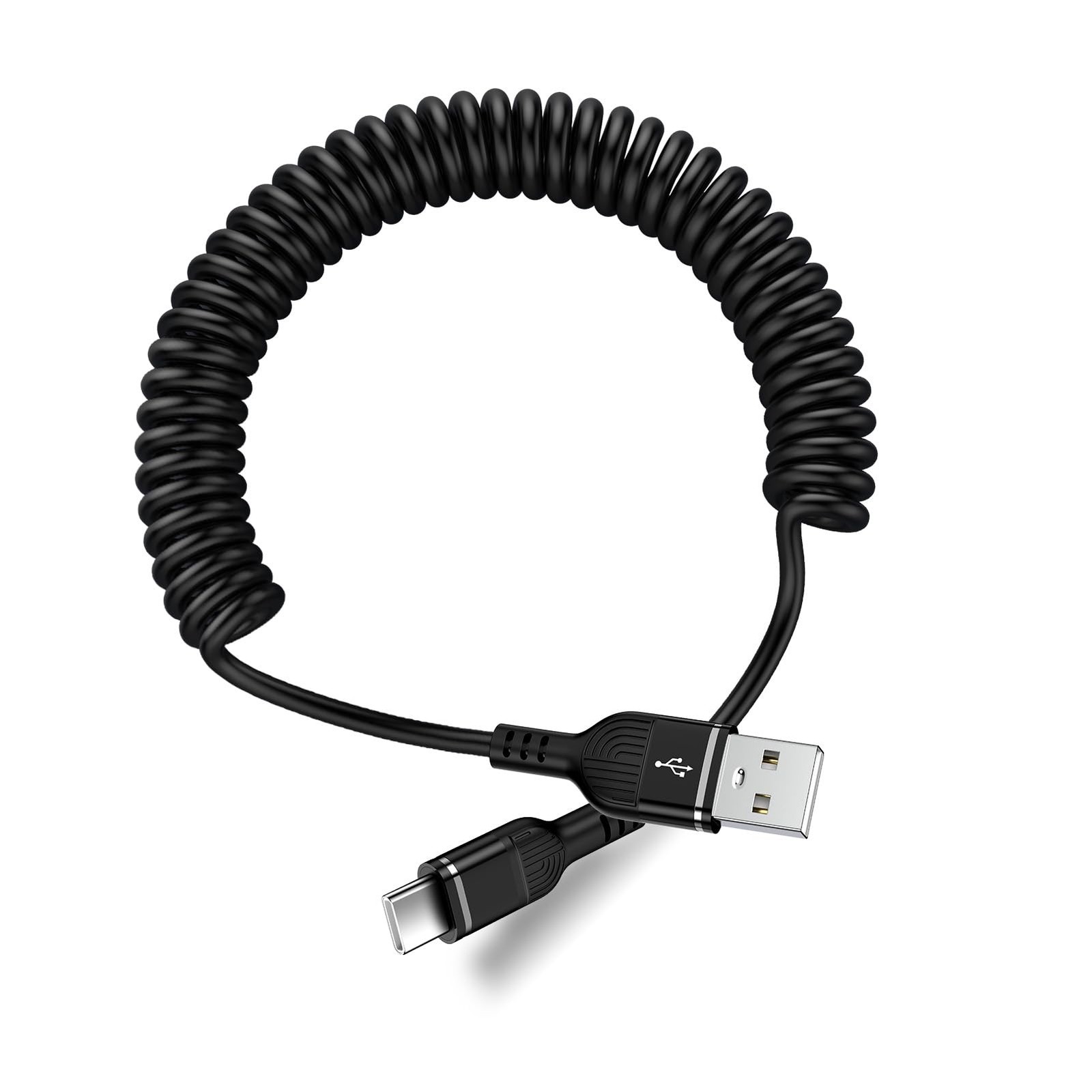 3FT USB C Coiled Cable for iPhone Duo, 18 Pro Max/18 Pro, 17 3 ft, Black