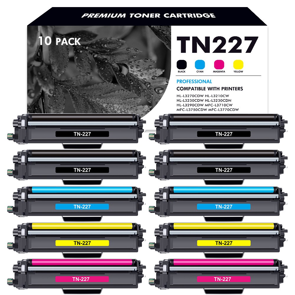 10x TN227 BK/C/M/Y Color Toner Set for Brother TN223 HL-L3210CW HL-L3230CDW