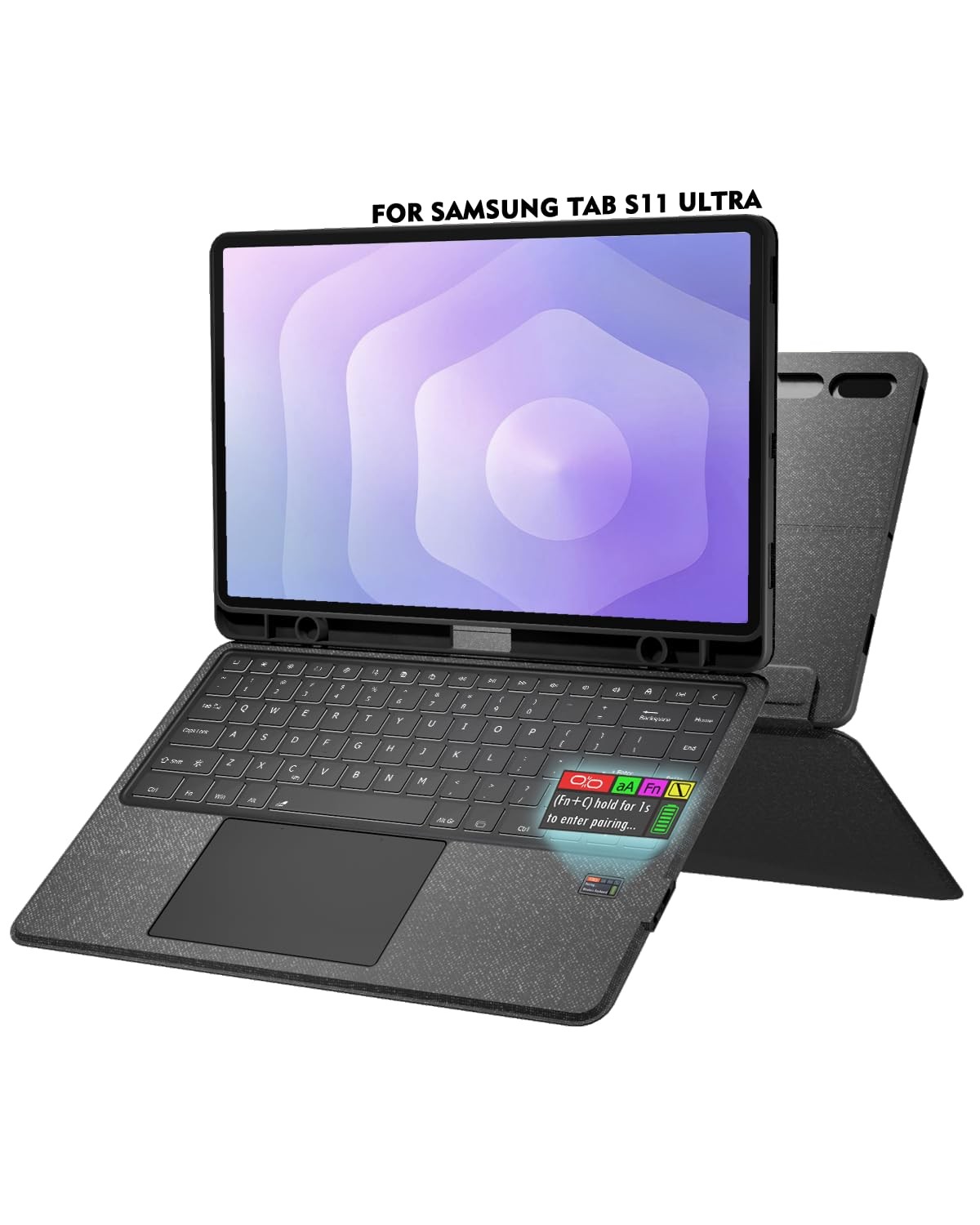 Doohoeek Keyboard Folio w/Status Screen for Samsung Galaxy Tab S11 Ultra 14.6 in