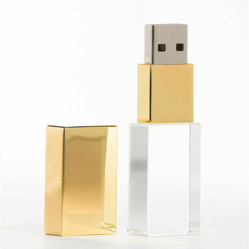 Gold Glass USB Flash Drive Engraved Custom Wedding Gift USB Box Pendrive