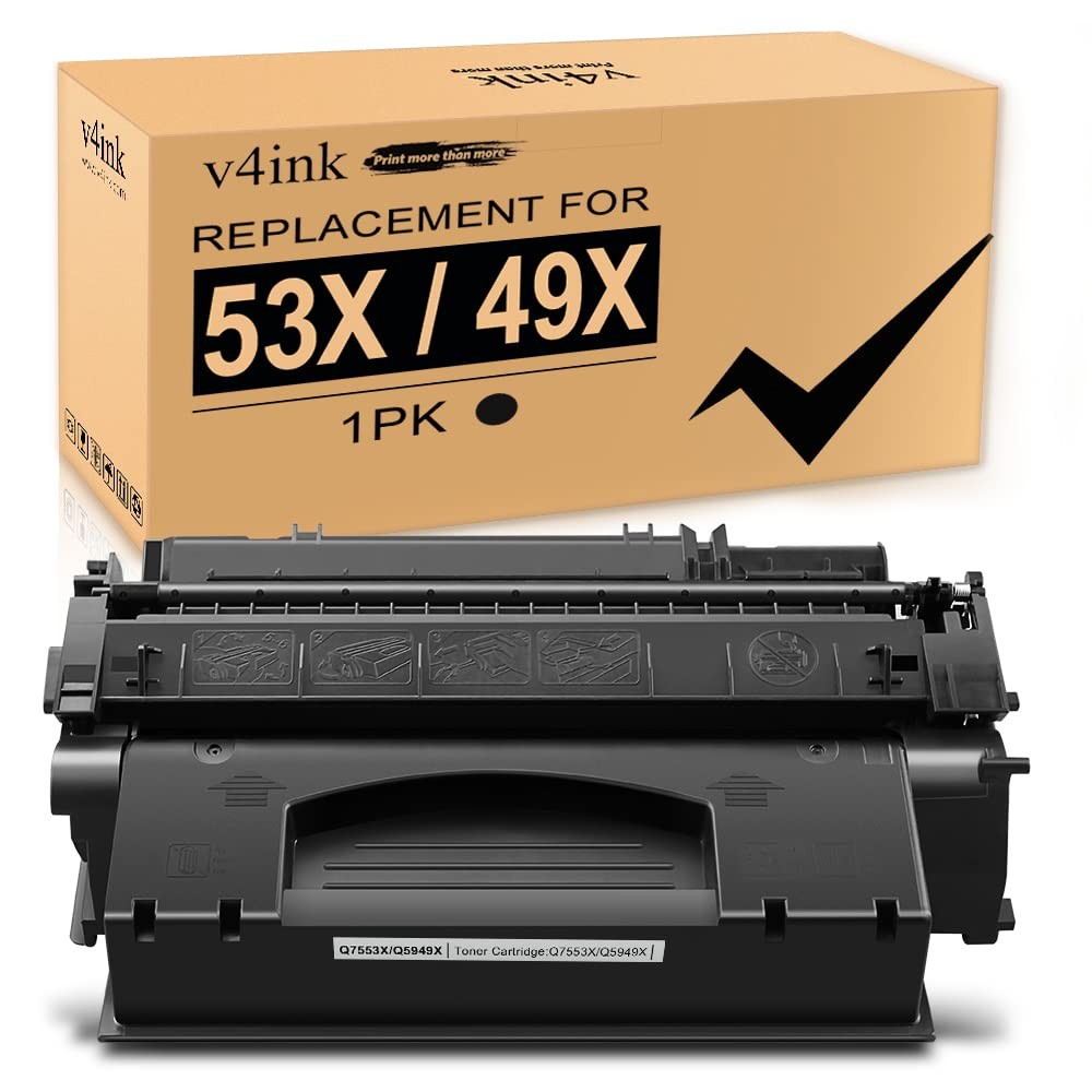 V4INK Black Toner Cartridge 49X Q5949X 53X Q7553X Compatible with HP Printers