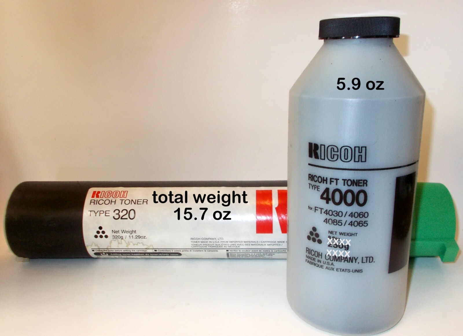Ricoh Toner Type 320 Black Cartridge NOS + 5.9 oz Black Toner Type 4000