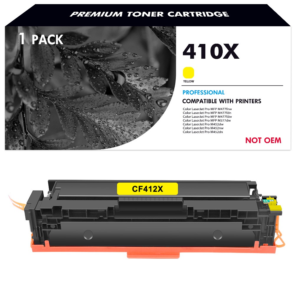 1PK CF412X Yellow Toner Compatible with HP 410X LaserJet Pro M452dn M452dw M377
