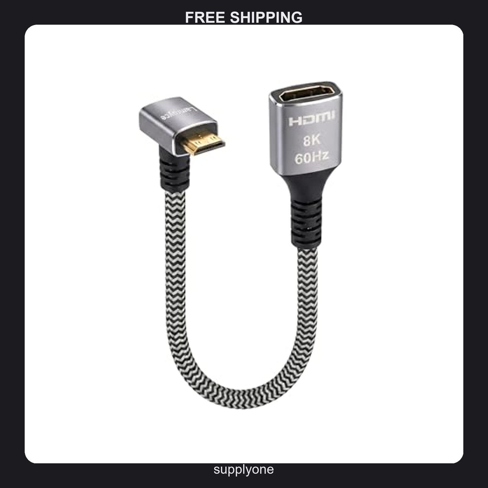 Mini HDMI to HDMI Adapter Cable, 90 Degree Right Angle, 1ft, 8K 60Hz