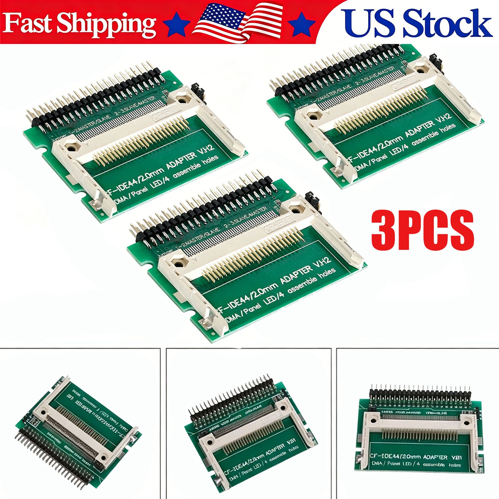 3* CF Compact Flash Memory Card to 2.5-inch Male IDE 44PIN Adapter Converter