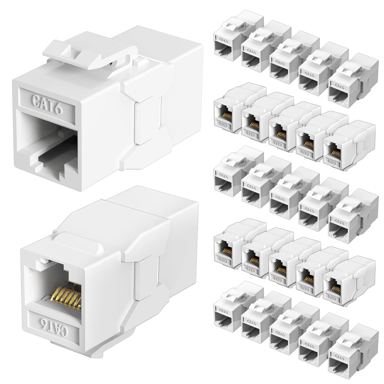 25-Pack CAT6 Inline Coupler – RJ45 to RJ45 Connector, Straight Through, White |
