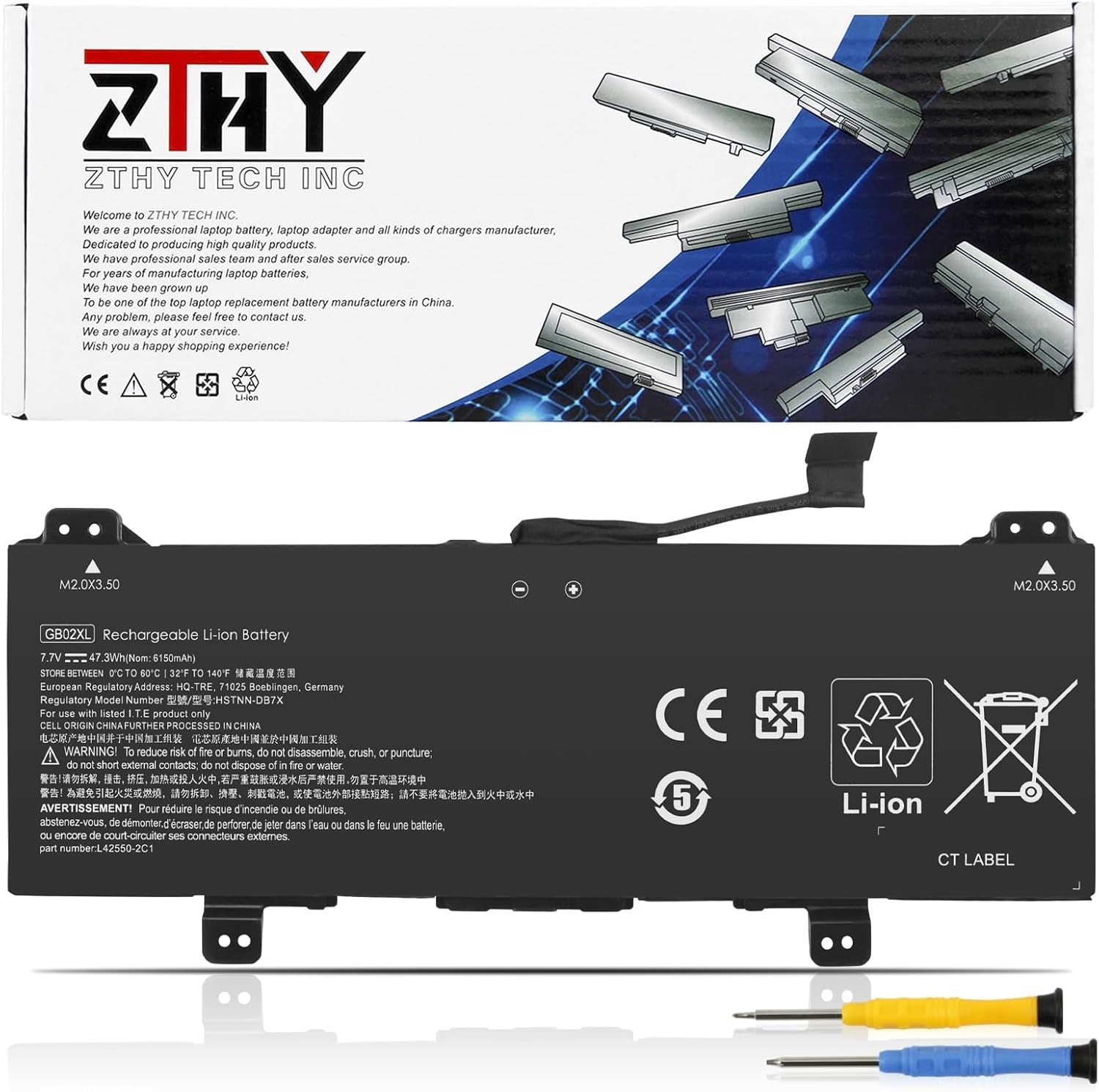47.3Wh GB02XL GM02XL Laptop Battery Replacement for HP Chromebook X360 11 G1 G2