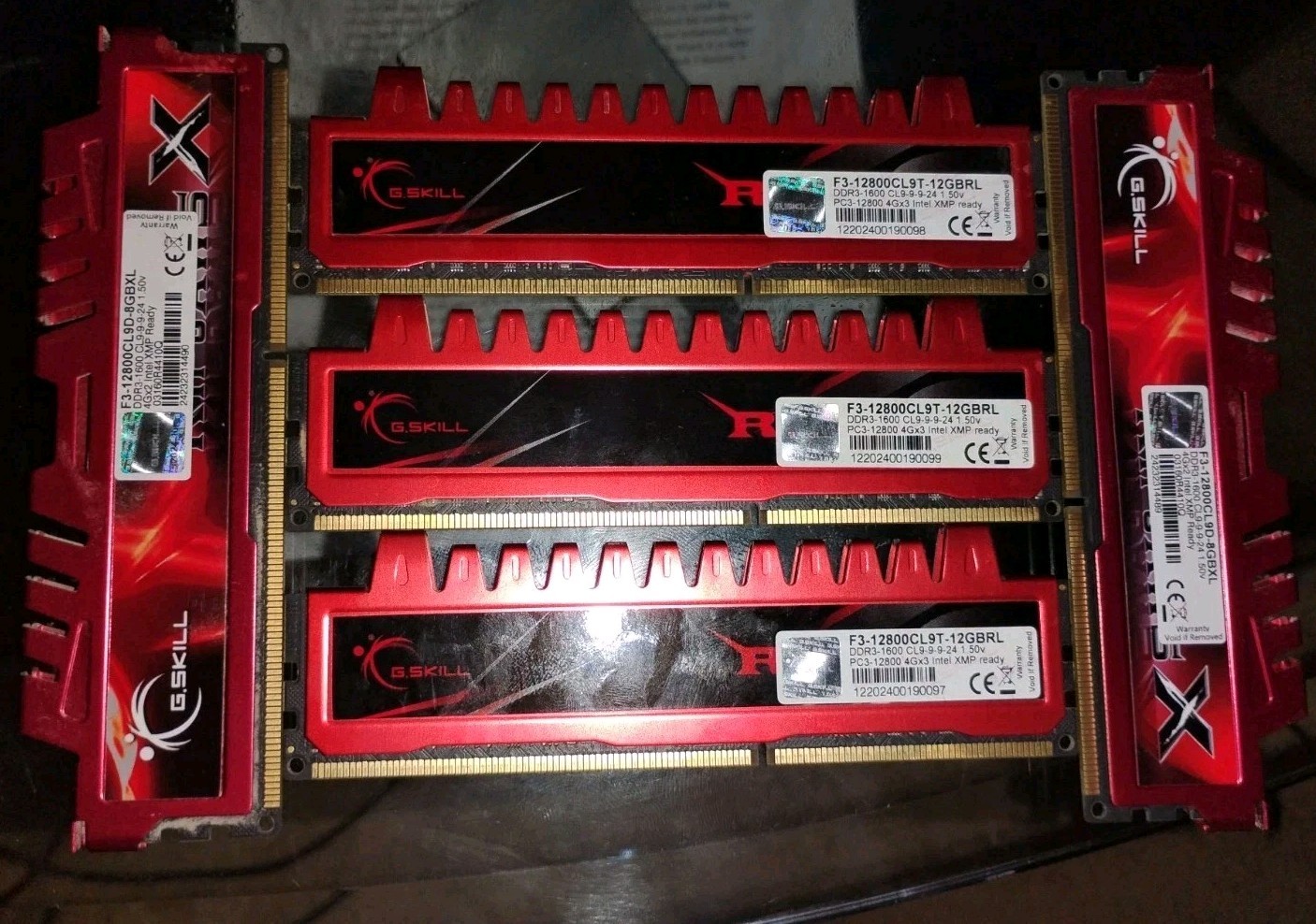 4GB Lot (20GB Total): G.Skill PC3-12800 (DDR3-1600), Ripjaws X Ram Sticks, Works