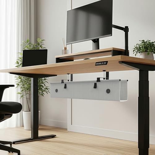 KIGJU UNDER DESK CABLE MANAGEMENT TRAY, 30-INCH NO-DRILL CORD ORGANIZER -  GRAY