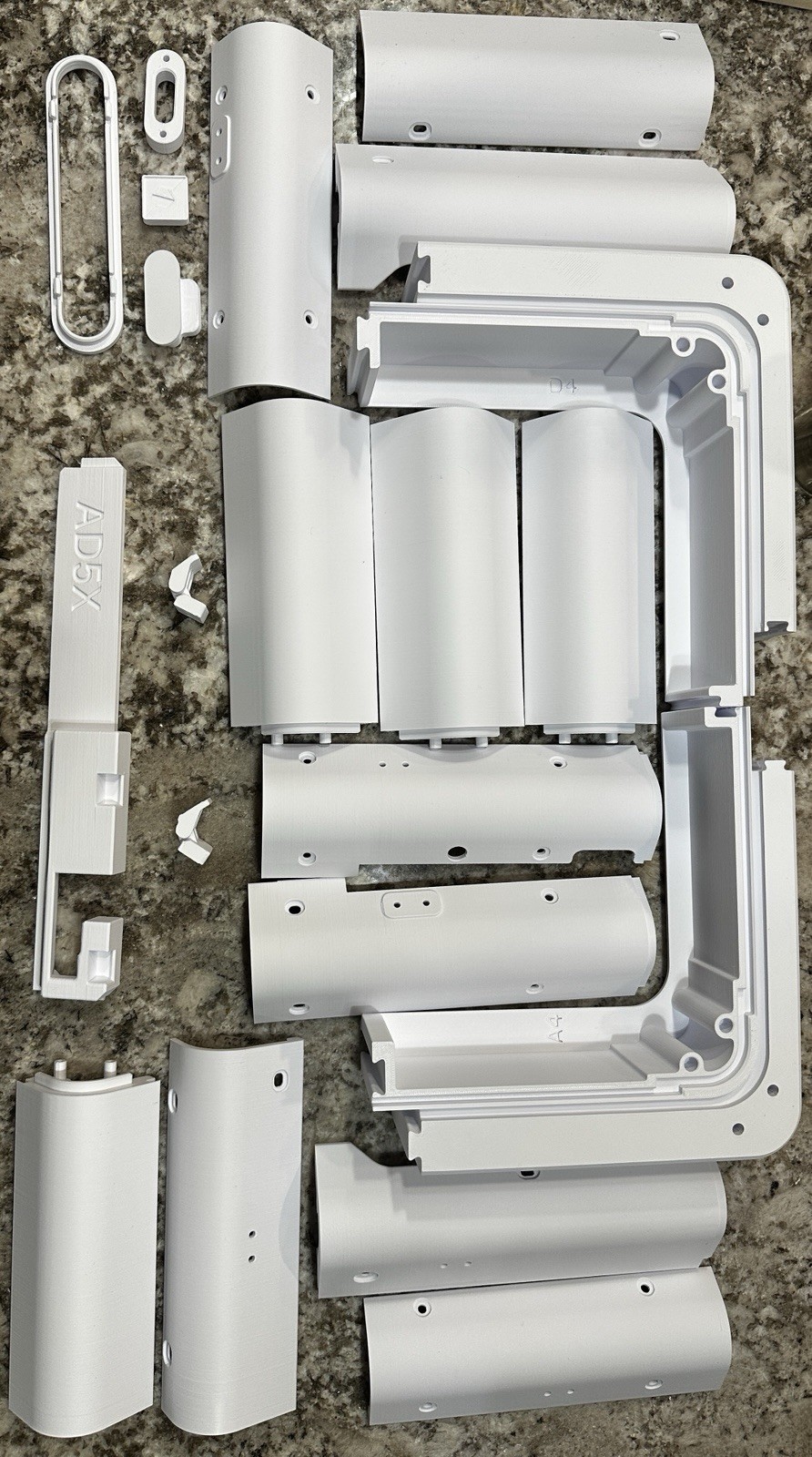Flashforge ad5x Enclosure Printed Parts White PETG Material.