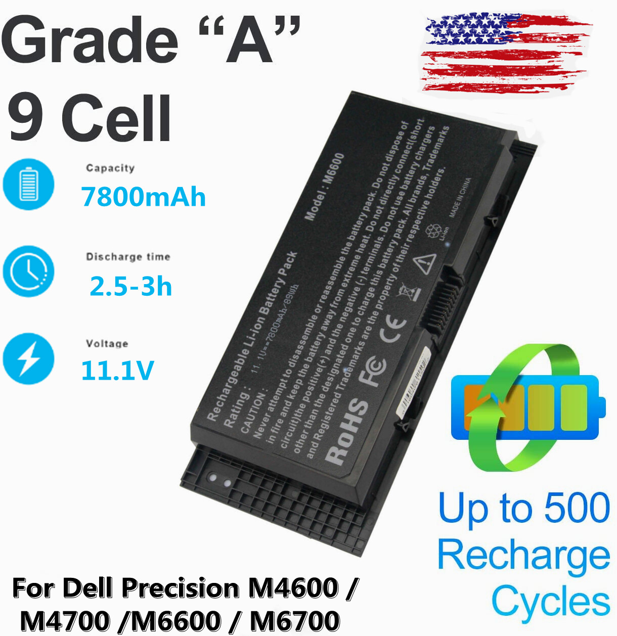 Lot M6600 Laptop Battery for Dell Precision M4600 M4700 M4800 M6700 M6800 FV993