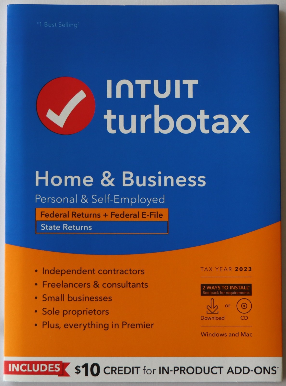2023 Intuit TurboTax Turbo Tax Home & Business CD tax prep preparation software