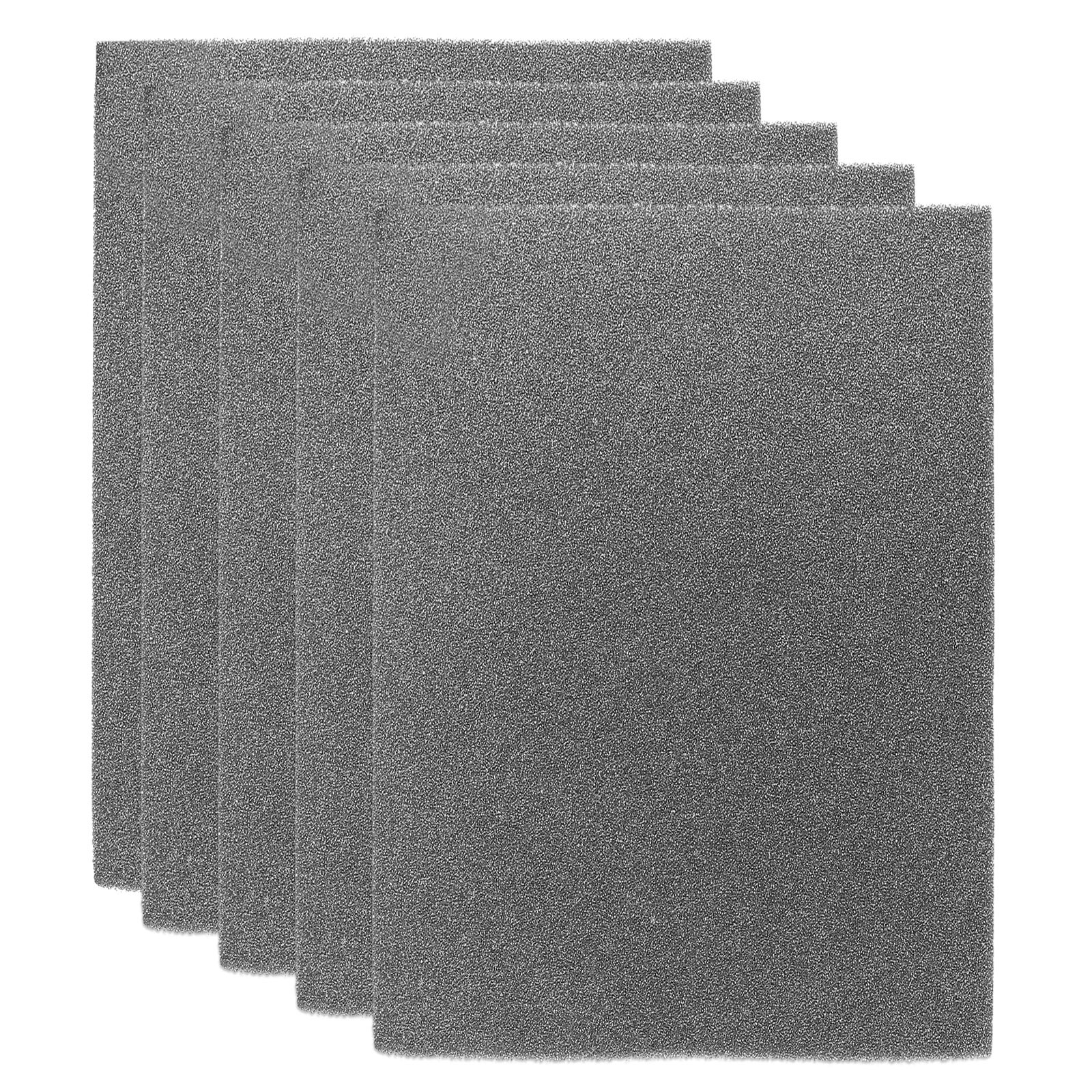 5pcs 12" x 8" x 0.2" Filter Foam Sponges Fan Replacement Filters, Black
