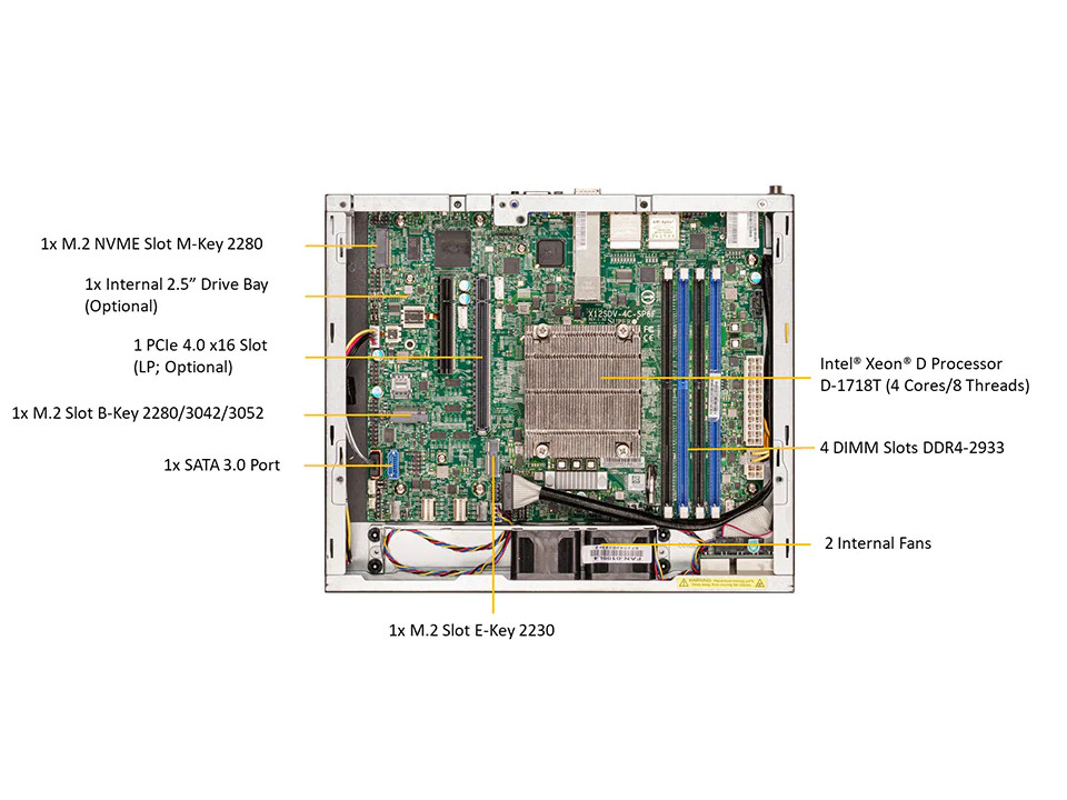 SuperMicro SYS-E300-12D-4CN6P Server CSE-E300+ X12SDV-4C-SP6F + MCP-250-10133-0N