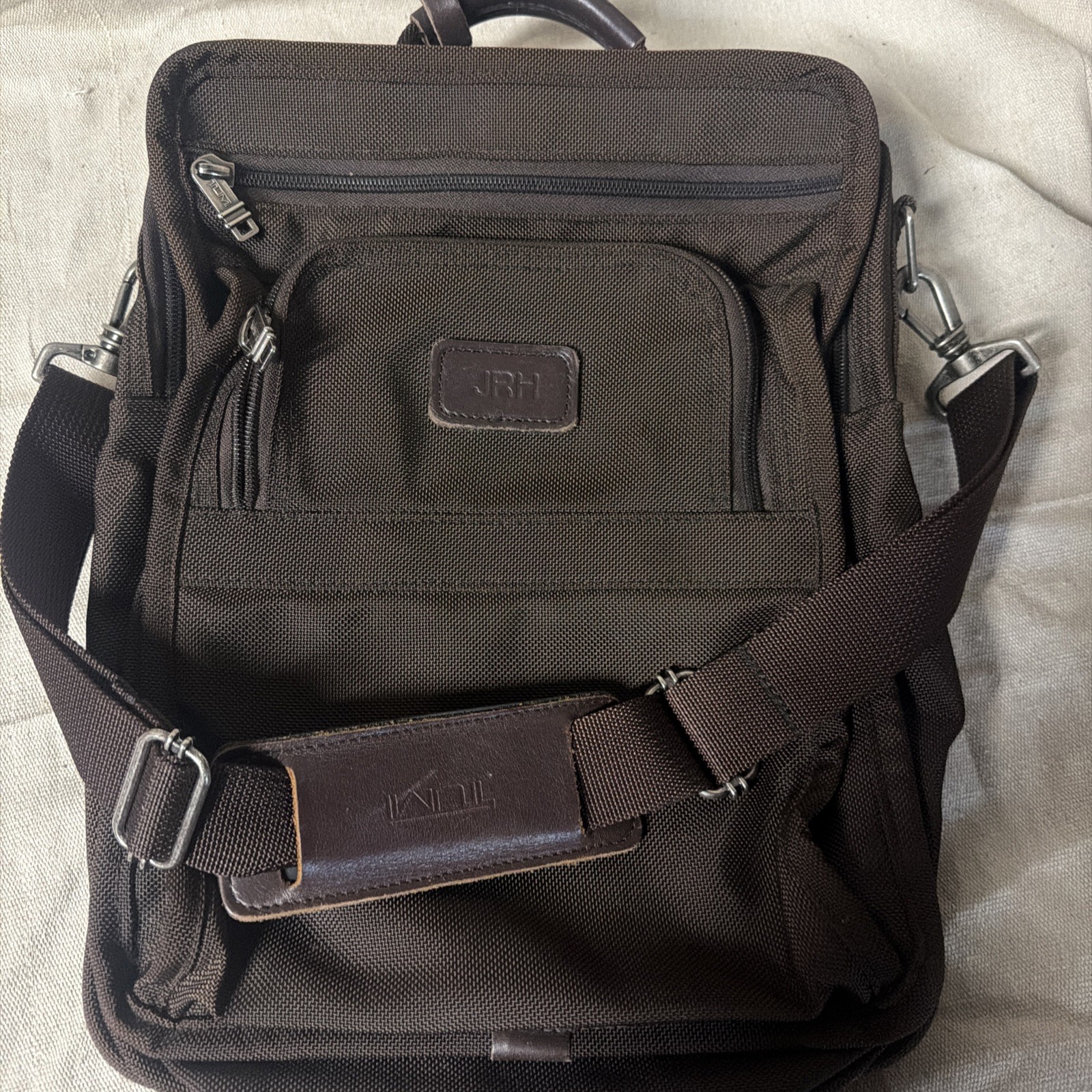 TUMI Made in USA Brown Ballistic Nylon Messenger  Laptop Computer Bag Crossbody