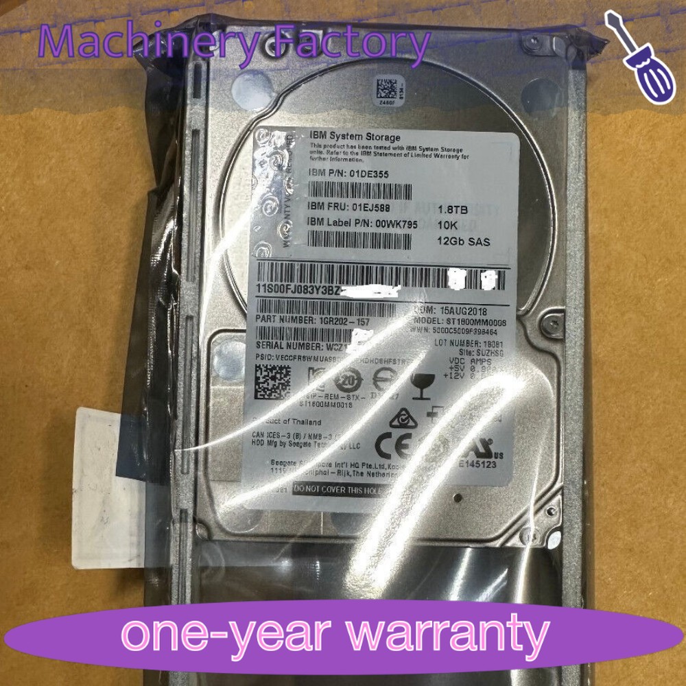IBM 00WK795 01EJ588 01DE355 1.8TB 12GB 10K SAS SFF V2 V3700 Hard Drive HDD