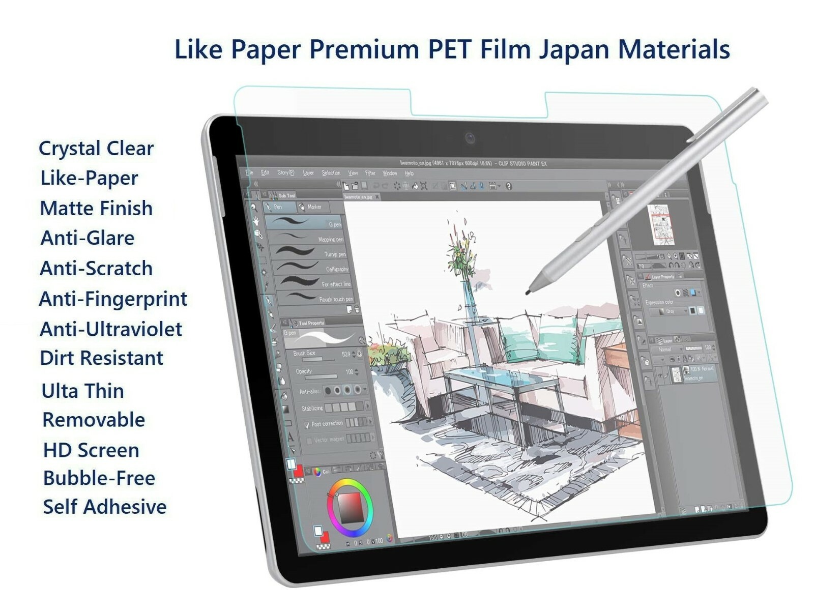 Paper Feel Matte Film Anti-Glare Screen For Microsoft Go 10 In. 2018 Model 1824