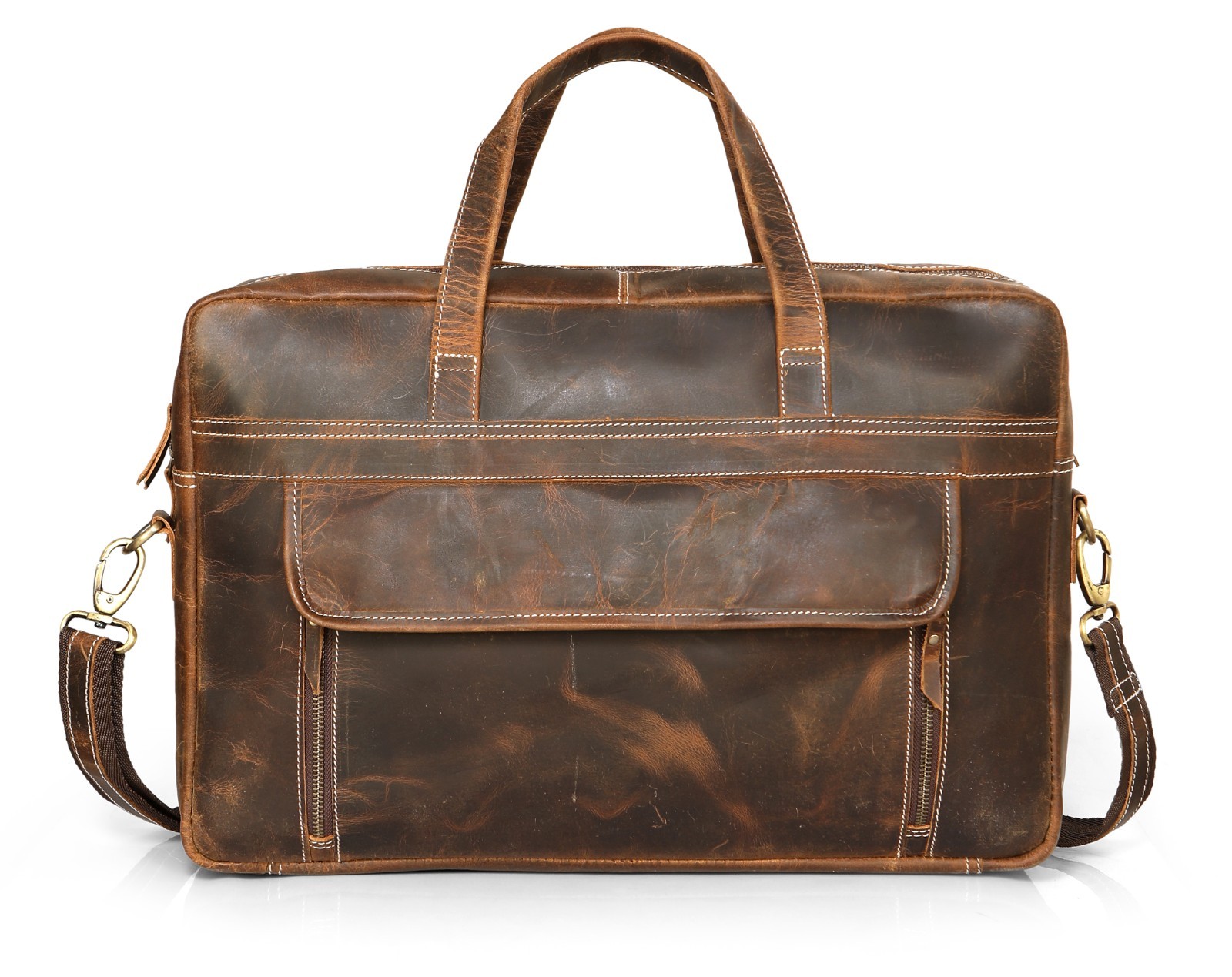 Handmade Genuine Leather 16" Laptop Messenger Bag, Vintage Crossbody Briefcase