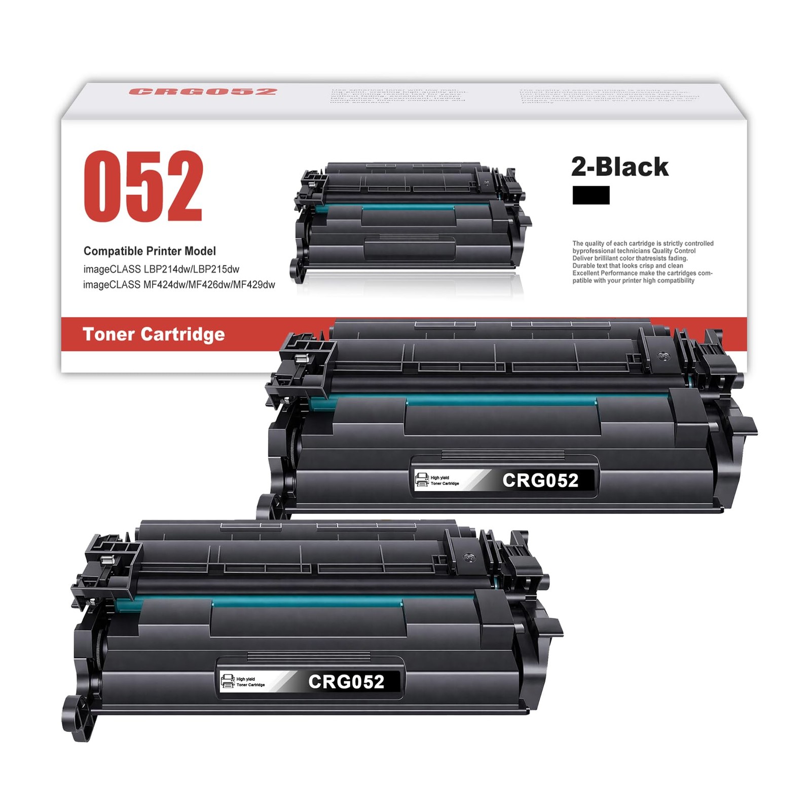 PIONOUS 052 Black Toner Cartridge 2-Pack for Canon CRG052 New High Yield