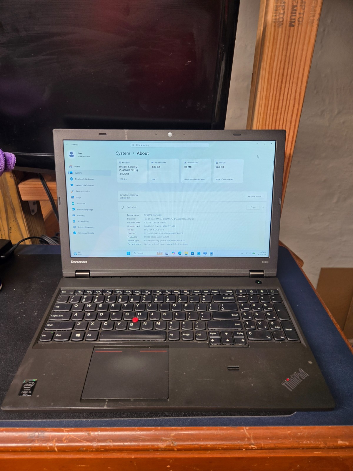 Lenovo ThinkPad T540p Core i5–4300M 2.6 GHz 8 GB RAM 500 GB SSD - Tested