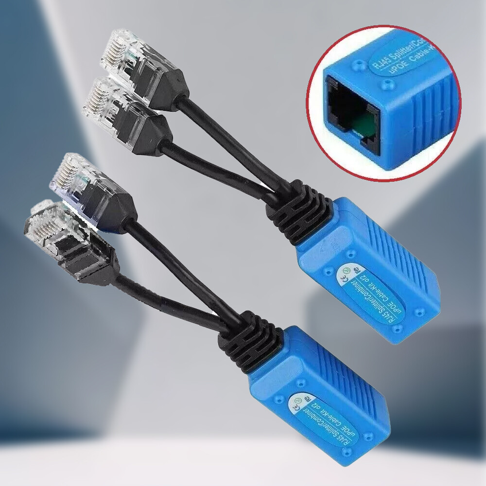 1 Pair RJ45 Ethernet Cable Combiner / Splitter POE 2i-n-1 CAT6/5e Data Adapters-