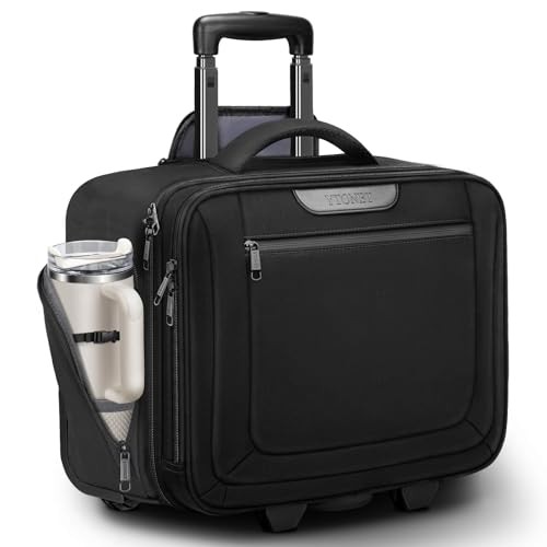  Rolling Laptop Bag Women, Rolling Briefcase for Women Men with X-Large Black