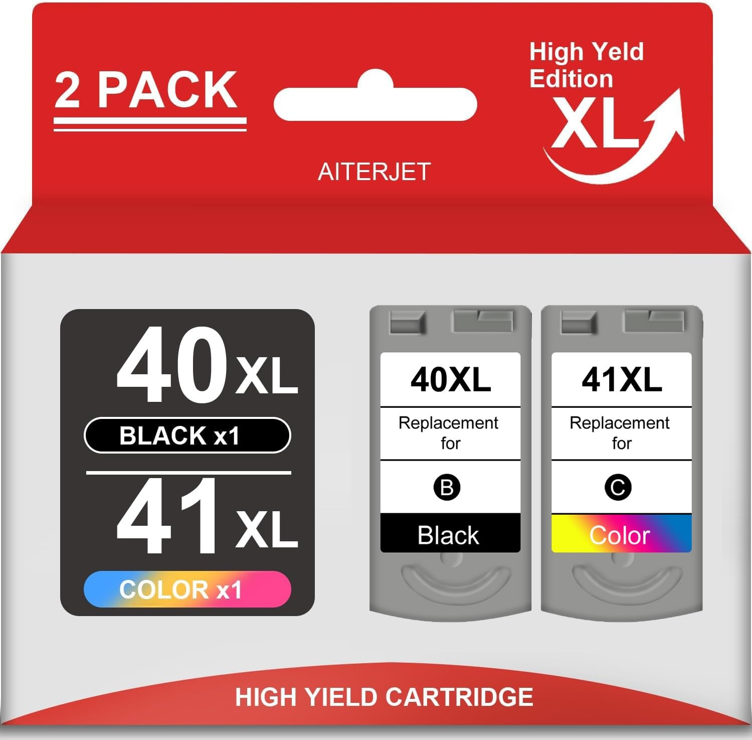 HIgh Capacity PG-40 XL CL-41XL Ink Cartridges (Black, Tri-Color) Compatible Repl