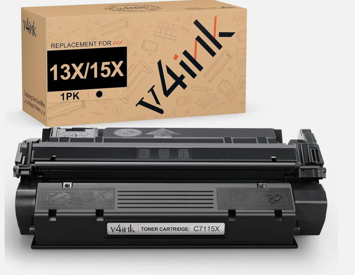 v4ink Toner Cartridge Replacement for HP C7115X 15X Q2613X 13X High Yield C7115A