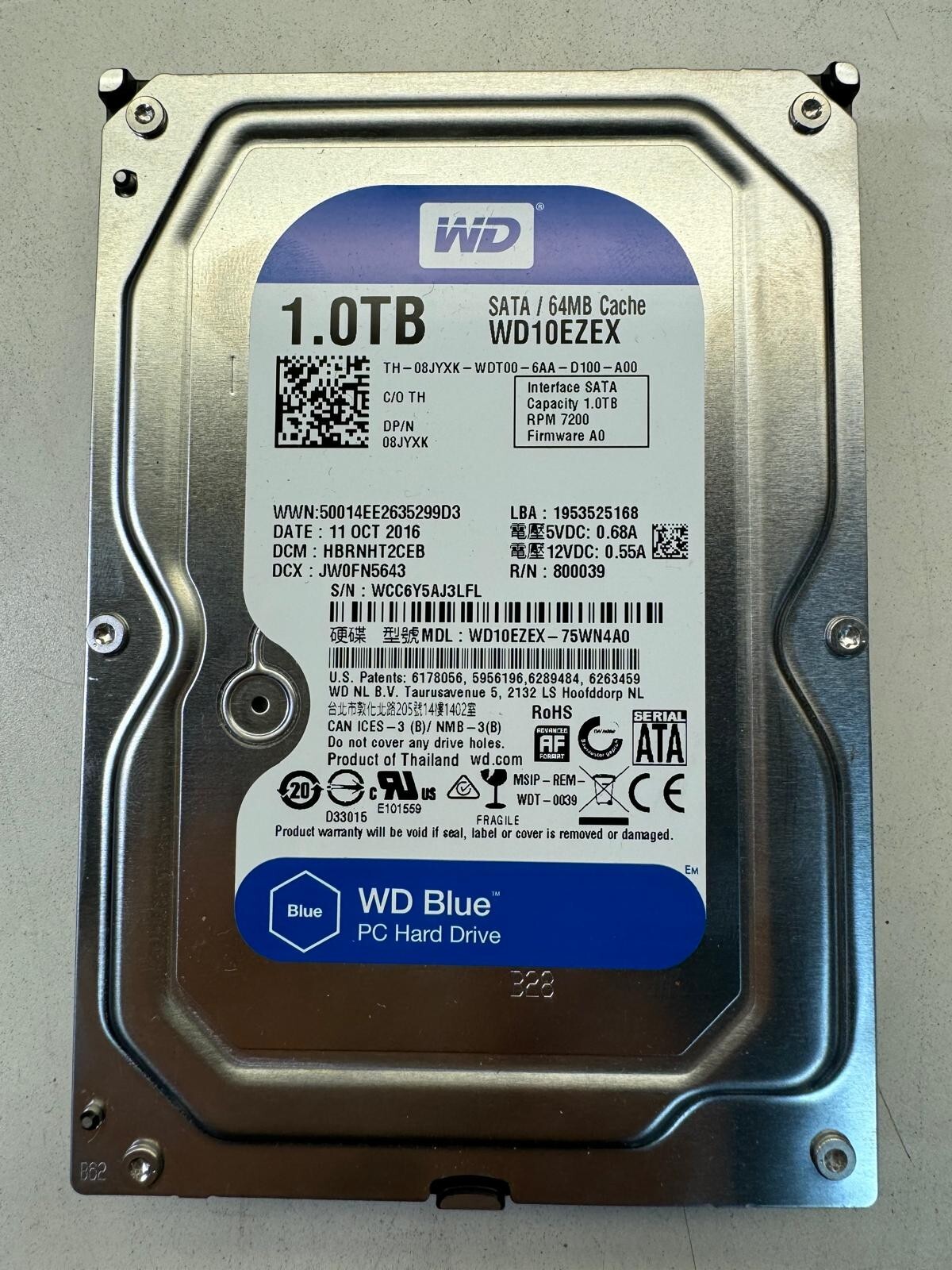 DELL 8JYXK WD10EZEX-75WN4A0 800039 1TB 7.2K RPM 64MB Cache 6 GB/s 3.5" HDD