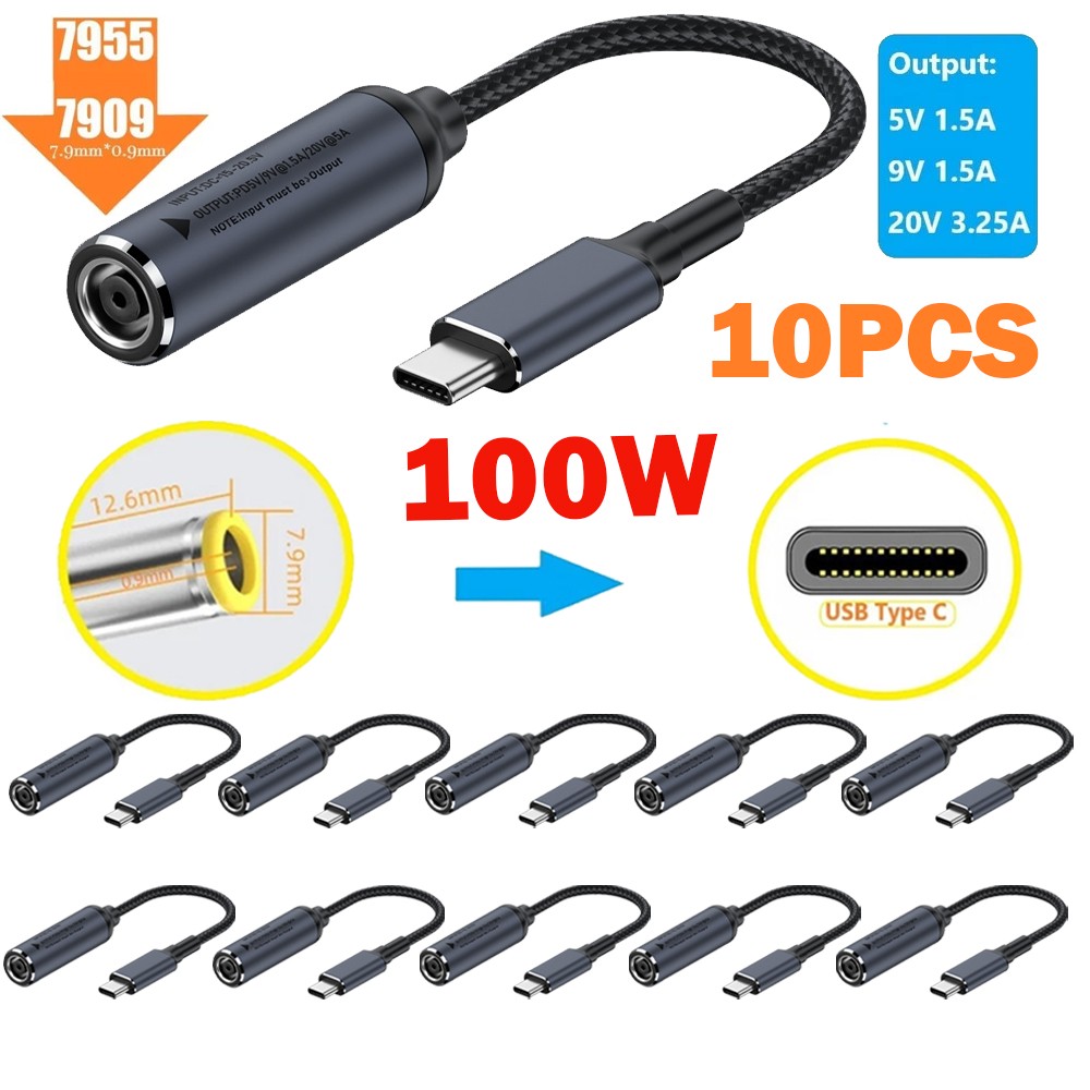 10PCS 100W Charging Cable Adapter 7.9mm to USB C For Lenovo Thinkpad 7909